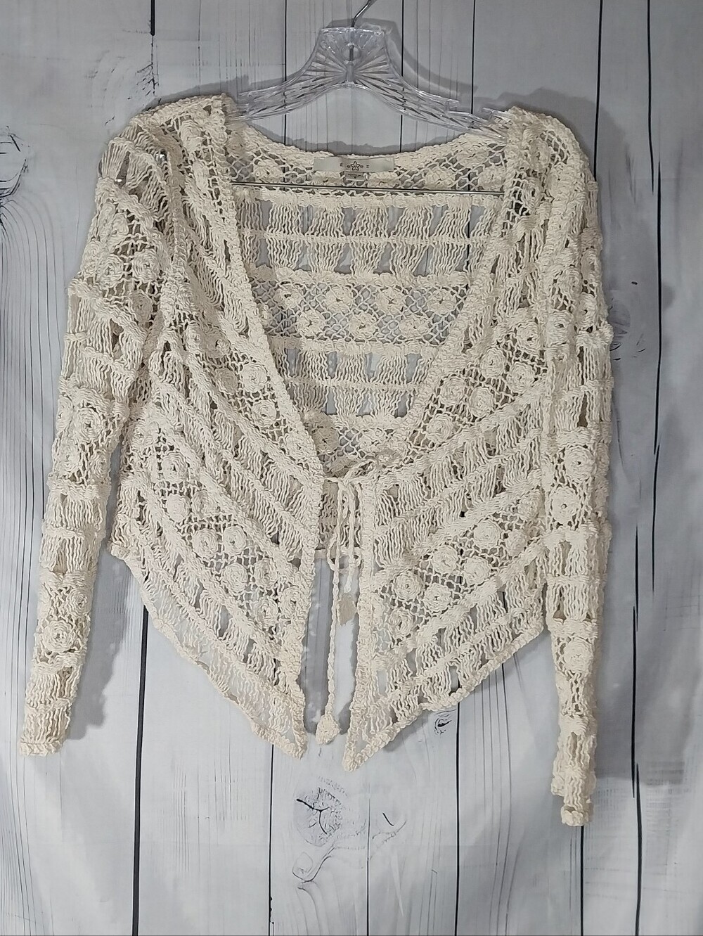 Fever Vintage Crochet Open Stitch Lace Festival Boho Shrug FairyCore Cardigan